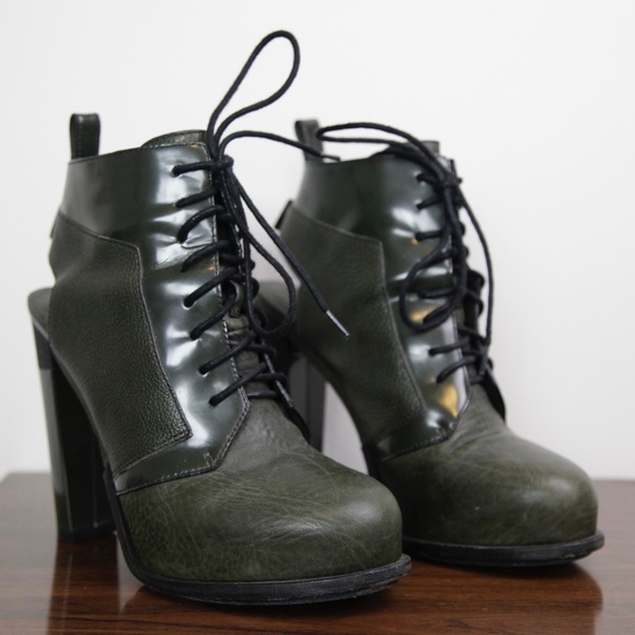 Alexander Wang Dakota Lace Up Bootie, Spruce Green Ankle Boot, Women's Size 40 - Picture 4 of 10